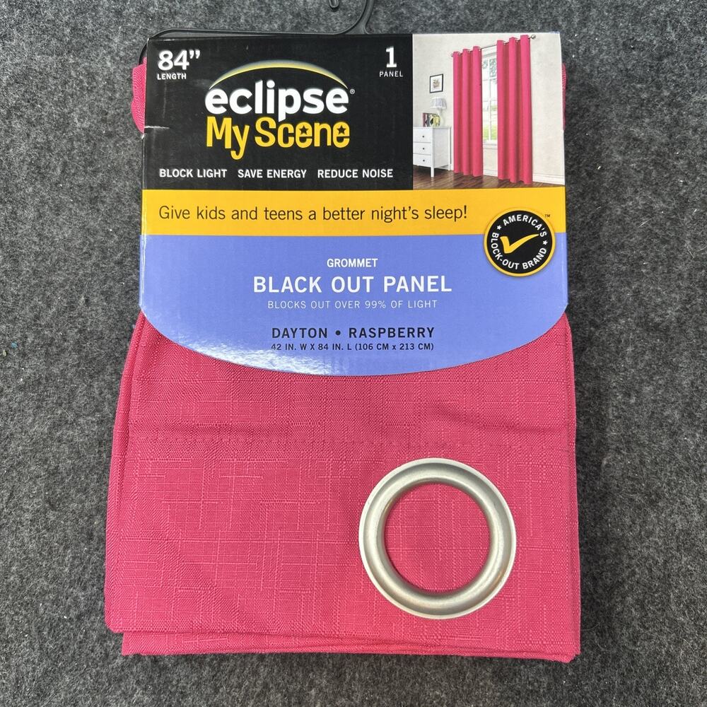 NEW Eclipse My Scene Blackout Curtain Panel Dayton Raspberry 42" x 84" Grommet